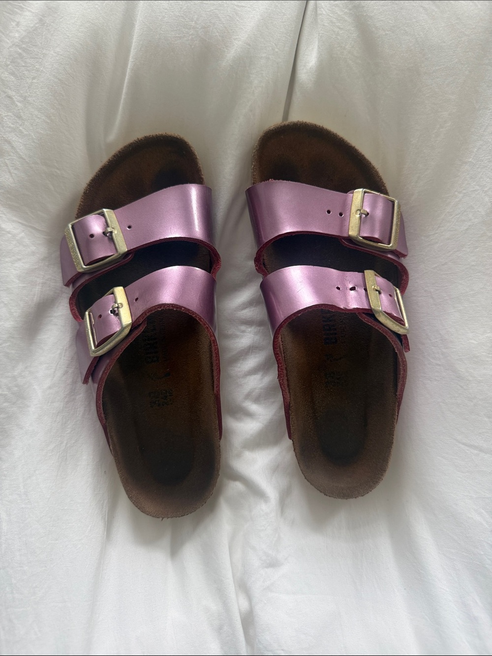 Metallic Pink Dual-Buckle Birkenstock